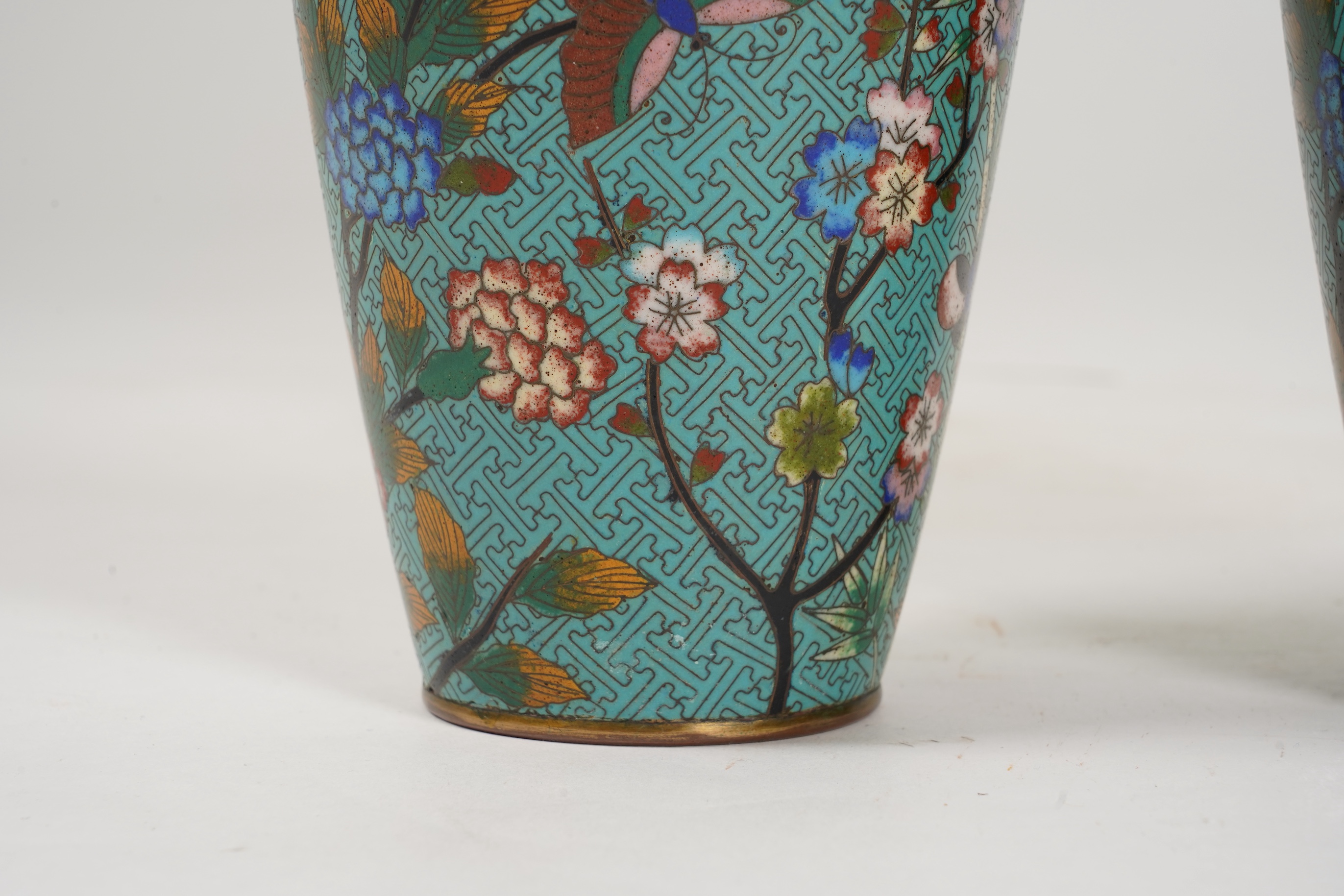 A pair of Chinese cloisonné enamel vases, late 19th century